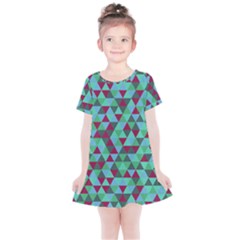 Retro Teal Green Geometric Pattern Kids  Simple Cotton Dress by snowwhitegirl