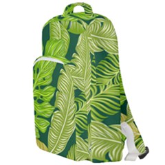 Tropical Green Leaves Double Compartment Backpack