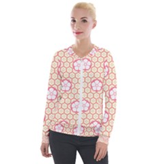 Floral Design Seamless Wallpaper Velour Zip Up Jacket