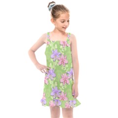 Lily Flowers Green Plant Natural Kids  Overall Dress