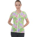 Lily Flowers Green Plant Natural Short Sleeve Zip Up Jacket View1