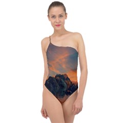 Horizon Sunset Evening Sunrise Classic One Shoulder Swimsuit