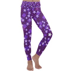 Textile Cross Pattern Square Kids  Lightweight Velour Classic Yoga Leggings