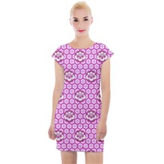 Paulownia Flowers Japanese Style Cap Sleeve Bodycon Dress