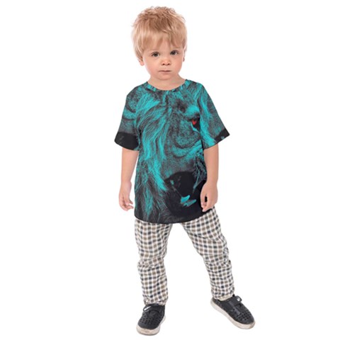 Angry Male Lion Predator Carnivore Kids  Raglan Tee by Sudhe