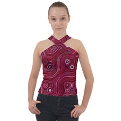 Electric Field Art Xxxviii Cross Neck Velour Top