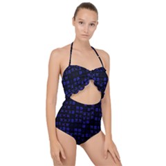 Neon Oriental Characters Print Pattern Scallop Top Cut Out Swimsuit