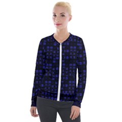 Neon Oriental Characters Print Pattern Velour Zip Up Jacket