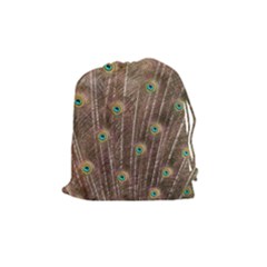 Peacock Feather Bird Exhibition Drawstring Pouch (medium) by Pakrebo