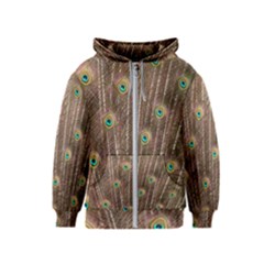 Peacock Feather Bird Exhibition Kids  Zipper Hoodie by Pakrebo