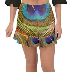 Peacock Feather Bird Colorful Fishtail Mini Chiffon Skirt by Pakrebo