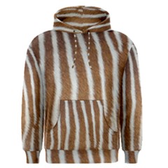 Skin Zebra Striped White Brown Men s Pullover Hoodie by Pakrebo