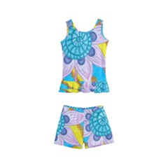 Tie-dye Flower And Butterflies Kids  Boyleg Swimsuit by okhismakingart