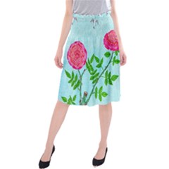 Roses And Seagulls Midi Beach Skirt by okhismakingart