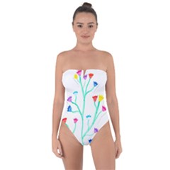 Cheerio Box Vine  Tie Back One Piece Swimsuit by okhismakingart