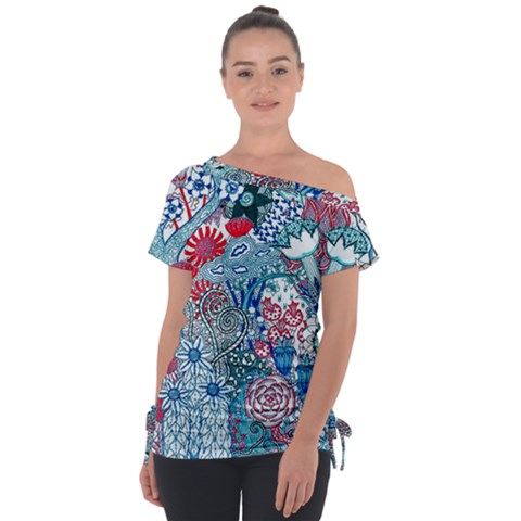 Floral Jungle Blue Tie-up Tee by okhismakingart