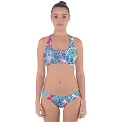 Floral Jungle Blue Cross Back Hipster Bikini Set by okhismakingart