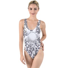 Geometric Flower And Vines 01 High Leg Strappy Swimsuit