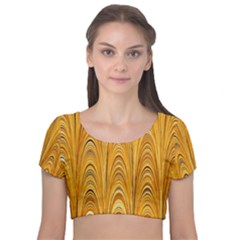 Electric Field Art Xxxix Velvet Short Sleeve Crop Top 