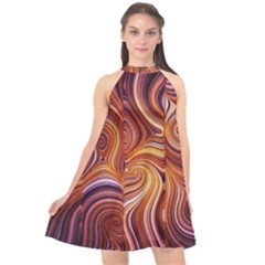 Electric Field Art Liv Halter Neckline Chiffon Dress  by okhismakingart