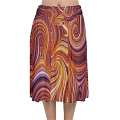 Electric Field Art Liv Velvet Flared Midi Skirt by okhismakingart