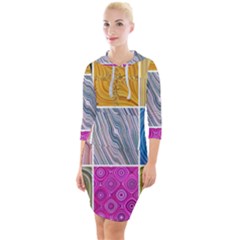 Electric Field Art Collage Ii Quarter Sleeve Hood Bodycon Dress