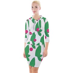 Feuilles Et Pois Quarter Sleeve Hood Bodycon Dress by perlette