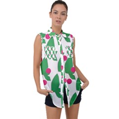 Feuilles Et Pois Sleeveless Chiffon Button Shirt