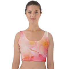 Wonderful Floral Design, Soft Colors Velvet Crop Top