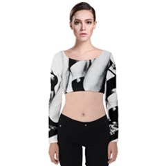 Pinup Girl Velvet Long Sleeve Crop Top