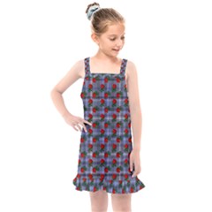 Roses Blue Plaid Kids  Overall Dress