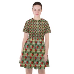 Roses Yellow Plaid Sailor Dress