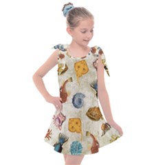 Sea World Vintage Pattern Kids  Tie Up Tunic Dress