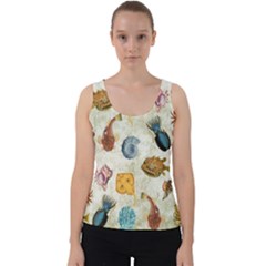 Sea World Vintage Pattern Velvet Tank Top