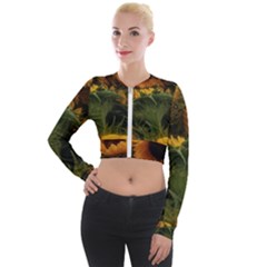 Bunch Of Sunflowers Long Sleeve Cropped Velvet Jacket