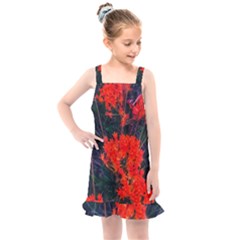 Neon Orange Butterfly Weed Kids  Overall Dress