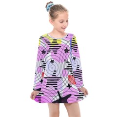 Stars And Spirals Kids  Long Sleeve Dress