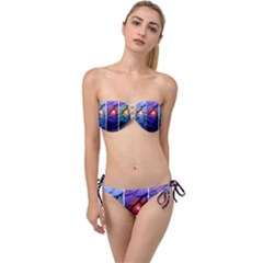 Moon And Locust Tree Collage Twist Bandeau Bikini Set