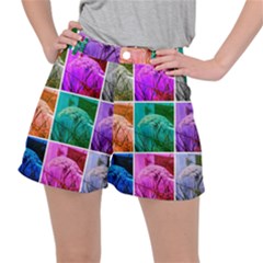 Color Block Queen Annes Lace Collage Stretch Ripstop Shorts by okhismakingart