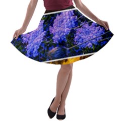 Primary Color Queen Anne s Lace A-line Skater Skirt by okhismakingart