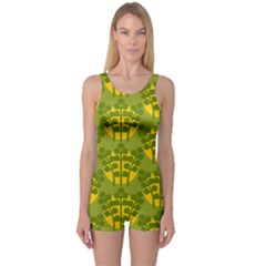 Texture Plant Herbs Green One Piece Boyleg Swimsuit by Mariart