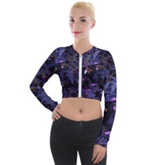 Purple Nettles Long Sleeve Cropped Velvet Jacket