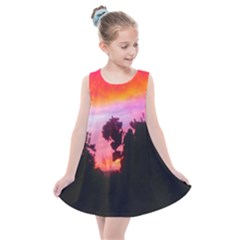 Sunset And Geraniums Kids  Summer Dress by okhismakingart