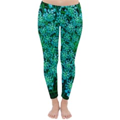 Turquoise Queen Anne s Lace Classic Winter Leggings by okhismakingart