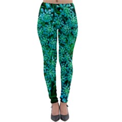 Turquoise Queen Anne s Lace Lightweight Velour Leggings by okhismakingart