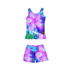 Glowing Flowers Kids  Boyleg Swimsuit