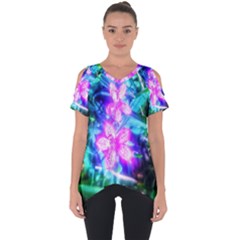 Glowing Flowers Cut Out Side Drop Tee by okhismakingart