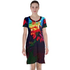 Neon Cone Flower Short Sleeve Nightdress by okhismakingart