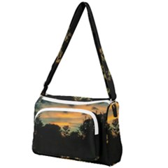 Pale Orange Sunset Front Pocket Crossbody Bag by okhismakingart