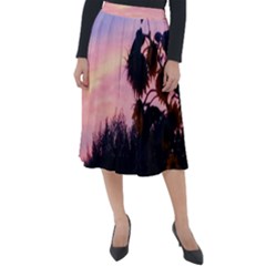 Sunflower Sunset Ii Classic Velour Midi Skirt  by okhismakingart